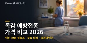 독감 예방접종 가격 비교 2026 — 백신 19종 병원 접종료(공공데이터)와 무료접종 대상·날짜