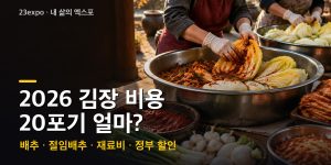 2026 김장 비용 — 배추 6,193원·마늘 25% 상승, 절임배추 20kg 29,900원 사전예약과 20포기 재료비 (10월 기준)